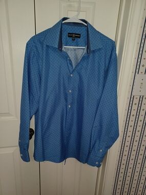 Society Of Threads Slim Fit Blue Patterned Men's Dress Shirt
